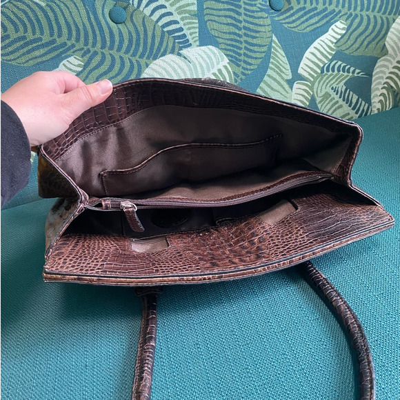 Etienne Aigner Genuine Leather Croc Embossed Satchel Bag - Picture 5 of 13